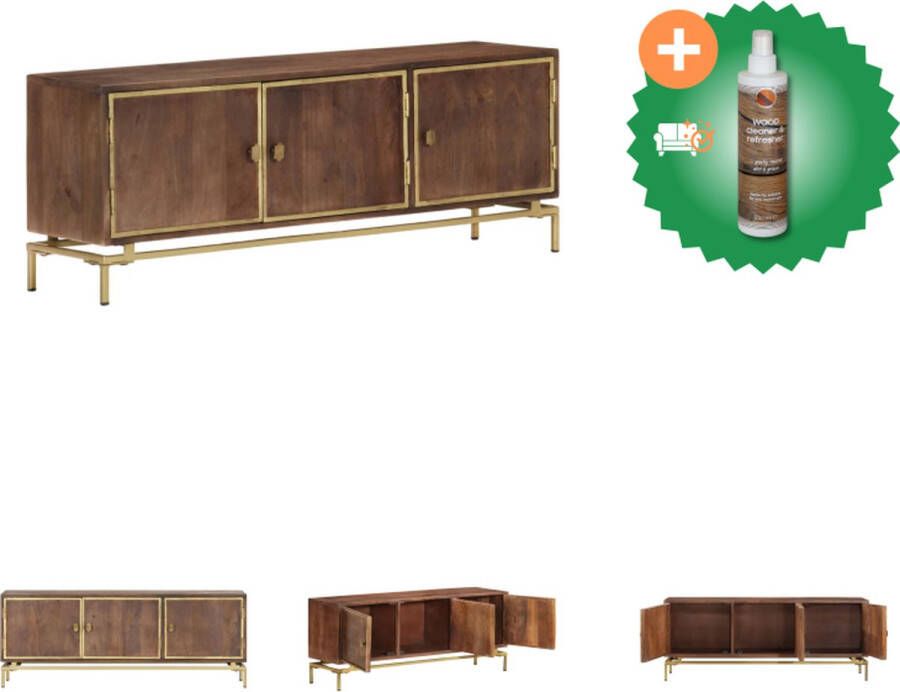 VidaXL Tv-kast Mangohout Antieke stijl 120 x 30 x 46 cm Met 3 deuren Kast Inclusief Houtreiniger en verfrisser