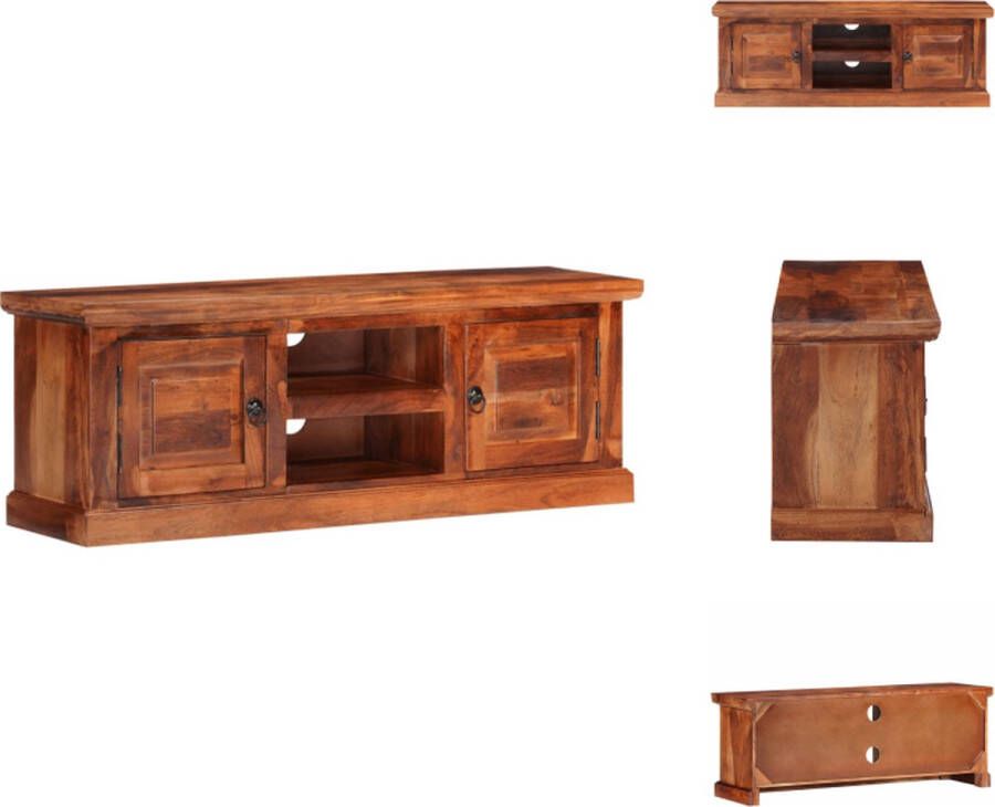 VidaXL Tv-meubel Tv-meubels Tv-dressoir Tv-kast Tv-meubel met deuren 112x30x40 cm massief acaciahout