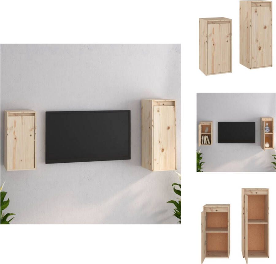 VidaXL Televisiemeubel Klassiek Materiaal- Massief grenenhout 100 x 30 x 35 cm Kleur- Hout Montage vereist Kast
