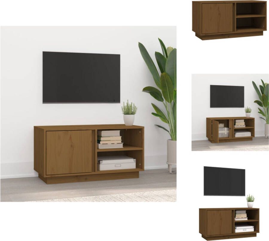 vidaXL Tv-kast Massief grenenhout 80 x 35 x 40.5 cm Honingbruin Kast