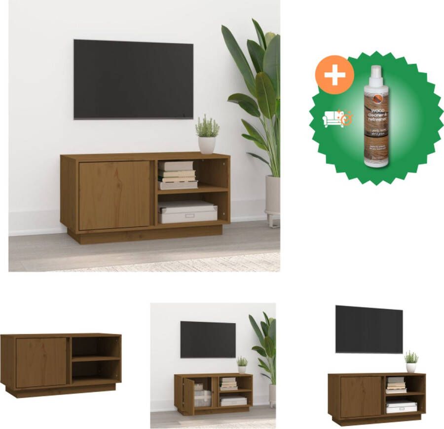 VidaXL Tv-kast Massief grenenhout 80 x 35 x 40.5 cm Honingbruin Kast Inclusief Houtreiniger en verfrisser - Foto 3