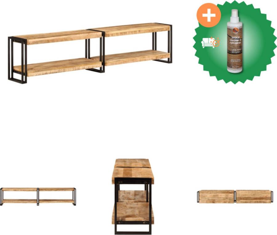 VidaXL TV-kast Massief mangohout en metaal 180 x 30 x 40 cm Trendy design Kast Inclusief Houtreiniger en verfrisser