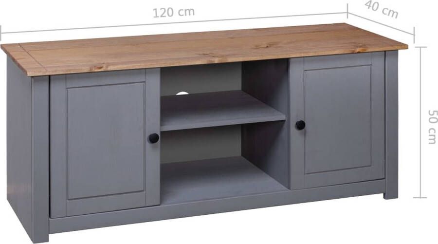 VidaXL -Tv-kast-Panama-Range-120x40x50-cm-massief-grenenhout-grijs