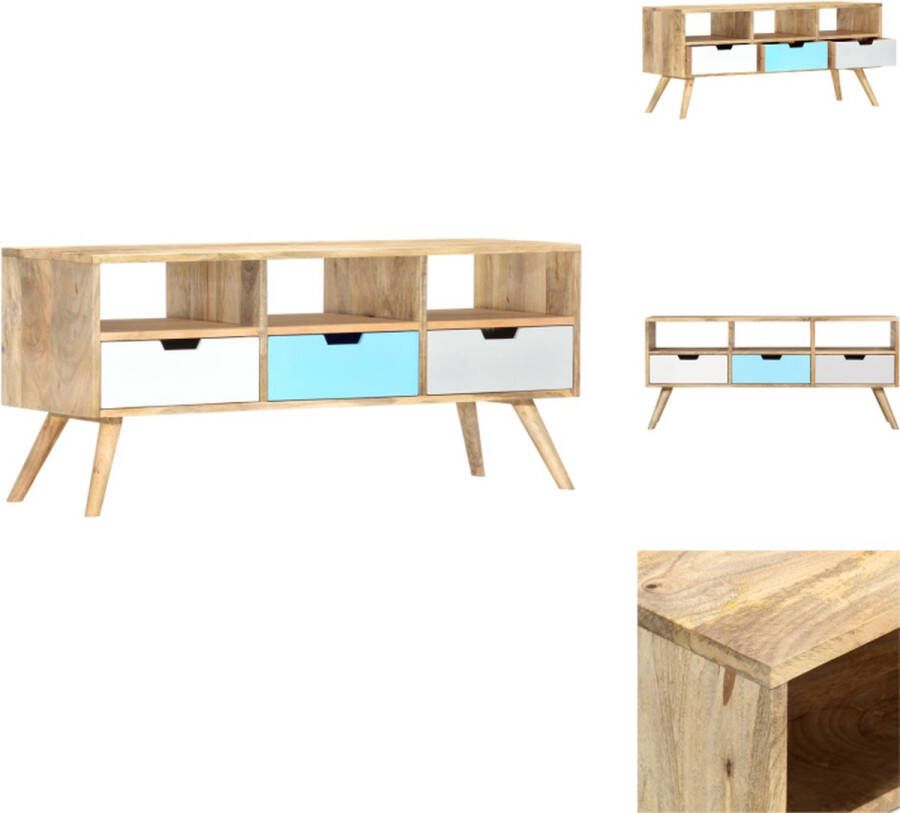 VidaXL Tv-meubel Massief Mangohout 110x35x48 cm Tv-kast Mangohout Salontafel Vintage Meubels Rustic Furniture - Foto 2