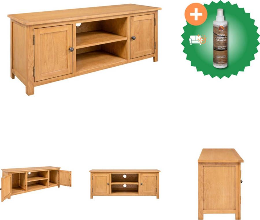 VidaXL Rustiek Eikenhouten TV-meubel 110 x 35 x 44 cm 2 deuren 2 schappen Kast Inclusief Houtreiniger en verfrisser - Foto 2