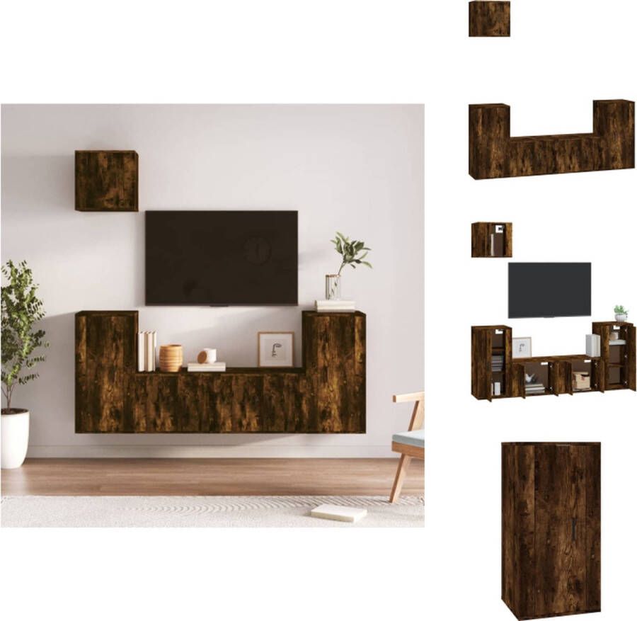 VidaXL TV Kast Set Gerookt Eiken 2x 57x34.5x40cm 2x 40x34.5x80cm 1x 40x34.5x40cm Kast