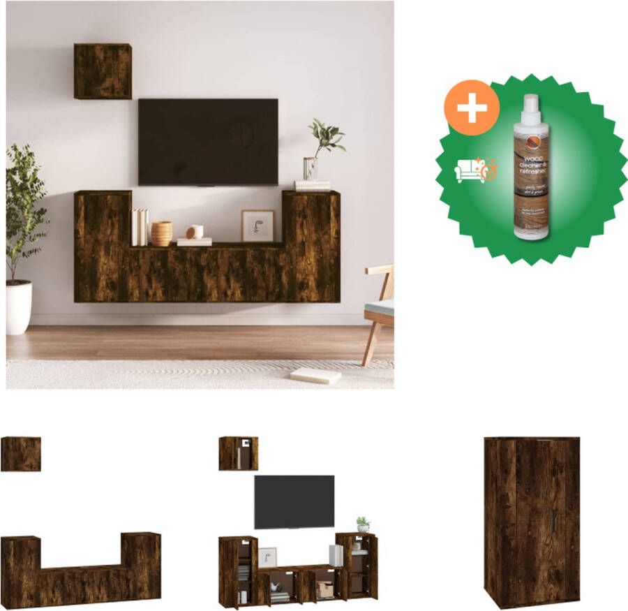 VidaXL TV Kast Set Gerookt Eiken 2x 57x34.5x40cm 2x 40x34.5x80cm 1x 40x34.5x40cm Kast Inclusief Houtreiniger en verfrisser