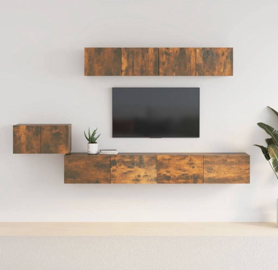 VidaXL Tv-kast Tv-kasten Tv-meubel Hifi-meubel 5-delige Tv-meubelset bewerkt hout gerookt eikenkleurig - Foto 2