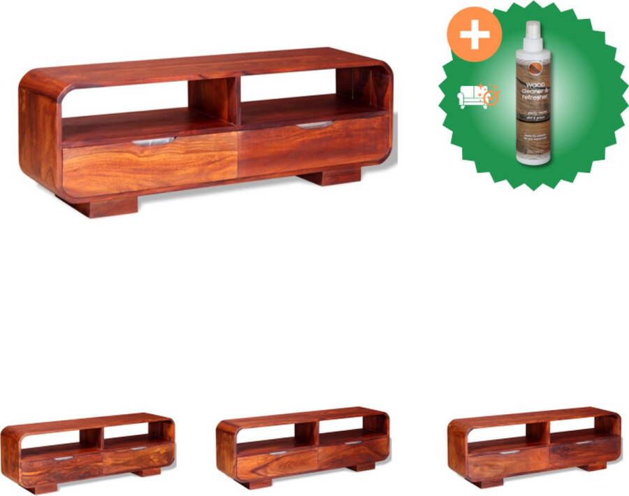 VidaXL tv-kast Sheeshamhout 116 x 30 x 40 cm 2 lades en 2 open vakken Kast Inclusief Houtreiniger en verfrisser