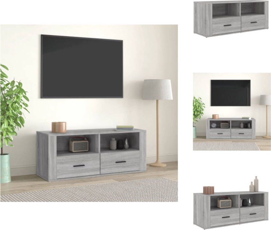 VidaXL Tv-kast Tv-kasten Tv-meubel Met LED-verlichting Tv-meubel 100x35x40 cm bewerkt hout grijs sonoma eikenkleurig - Foto 2