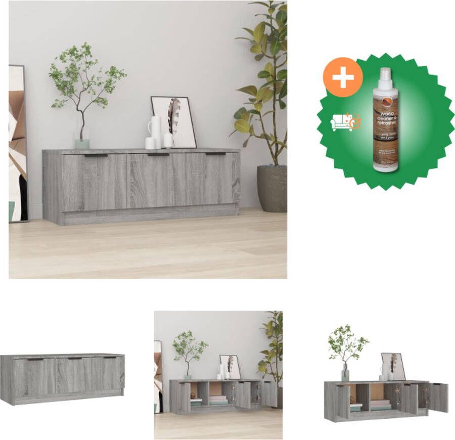 VidaXL Tv-kast Sonoma Eiken 102 x 35 x 36.5 cm Opbergruimte Flexibele deur Kast Inclusief Houtreiniger en verfrisser - Foto 2