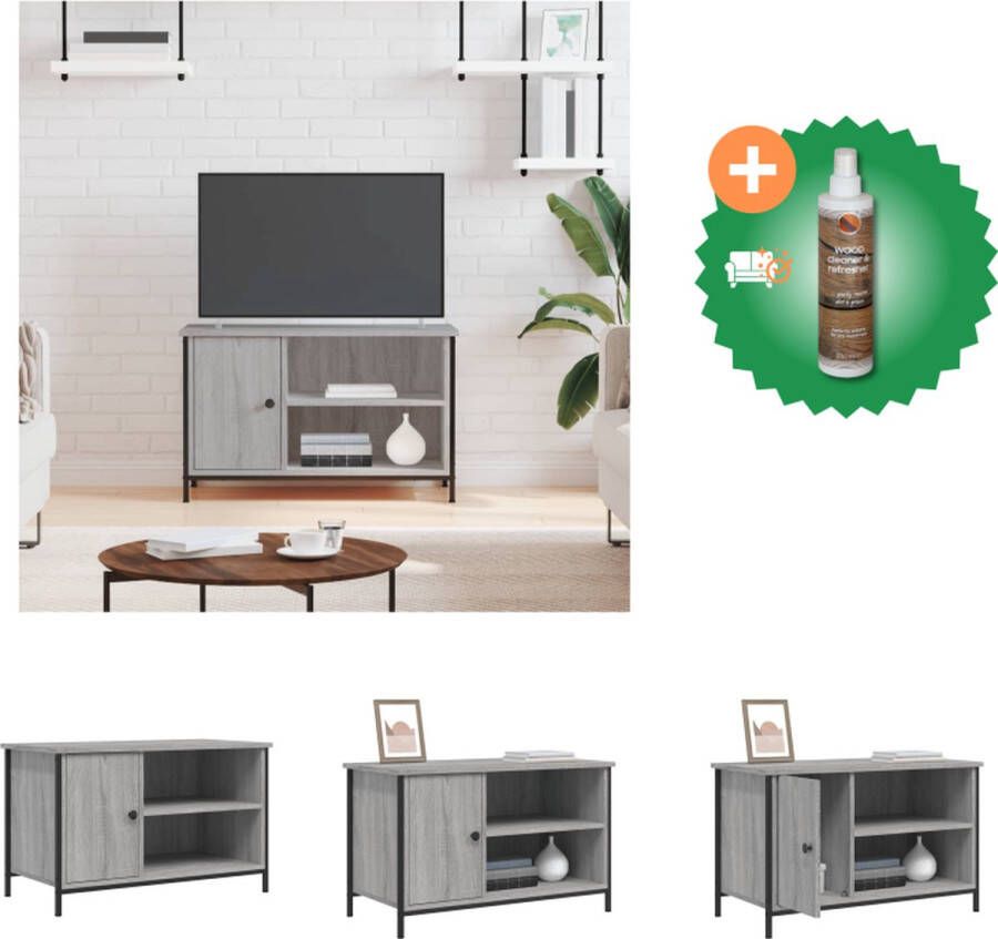 VidaXL Tv-meubel 80x40x50 cm bewerkt hout grijs sonoma eikenkleurig Kast Inclusief Houtreiniger en verfrisser