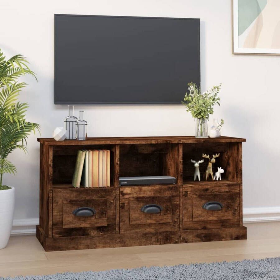 VidaXL Tv-kast Tv-kasten Tv-meubel Hifi-meubel Tv-meubel 100x35x50 cm bewerkt hout gerookt eikenkleurig - Foto 2