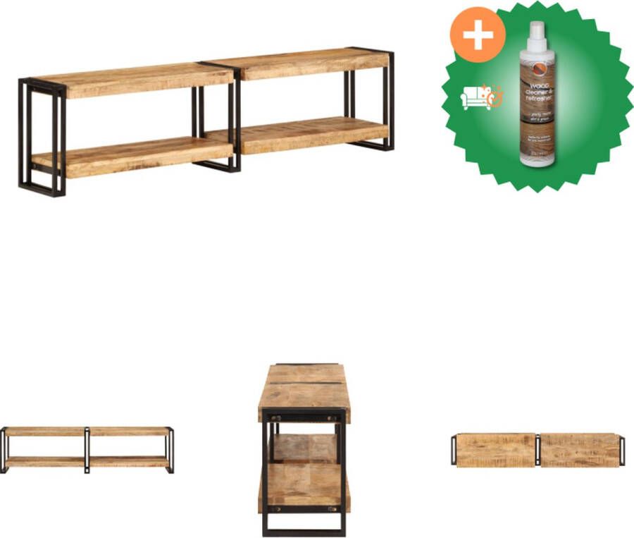 VidaXL TV-kast Trendy Meubels van massief mangohout 160x30x40 cm Metalen frame Kast Inclusief Houtreiniger en verfrisser - Foto 2