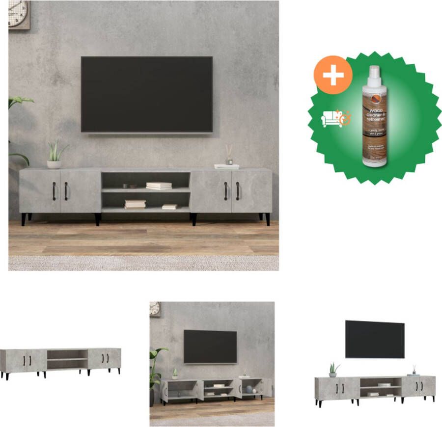 VidaXL TV-Meubel Betongrijs 180 x 31.5 x 40 cm Trendy Duurzaam en Met Voldoende Opbergruimte Kast Inclusief Houtreiniger en verfrisser