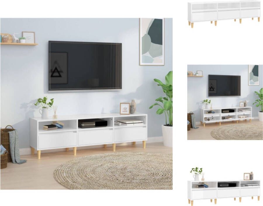 VidaXL Tv-meubel Tv-meubels Tv-standaard Televisiemeubel Tv-meubel 150x30x44 5 cm bewerkt hout hoogglans wit - Foto 2