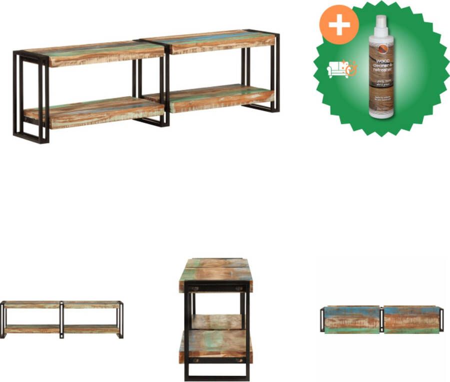 VidaXL TV-meubel Retro Hout 140x30x40 cm Massief gerecycled hout 2 deuren Kast Inclusief Houtreiniger en verfrisser - Foto 3