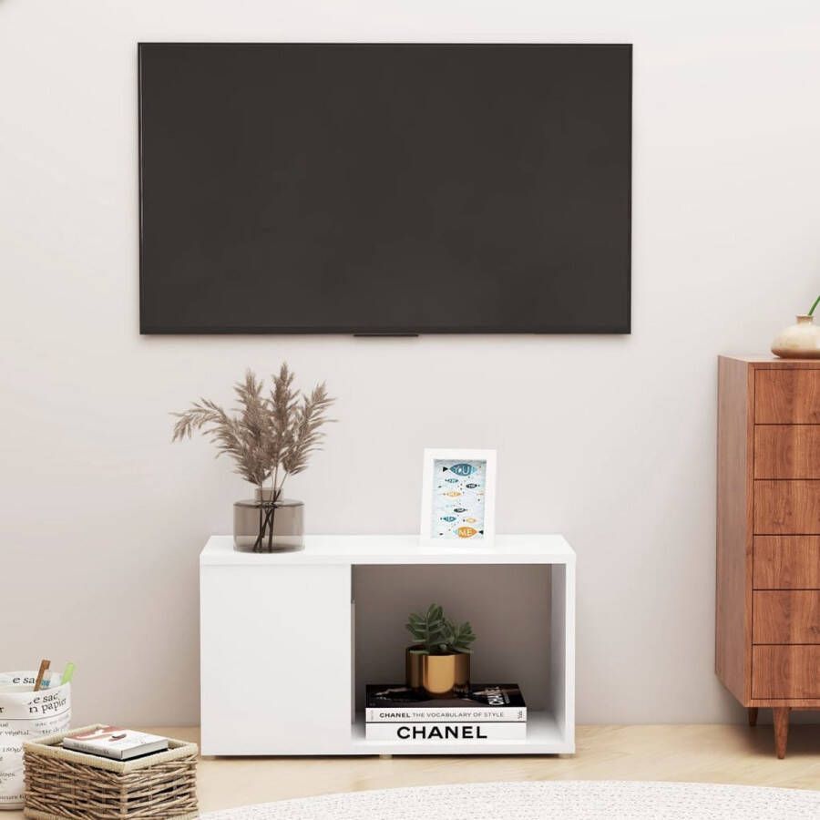 VidaXL Tv-meubel Tv-meubels Tv-meubelen Tv-meubilair Tv-meubel 60x24x32 cm bewerkt hout wit - Foto 2