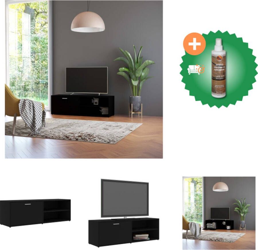 VidaXL Tv-meubel Classic 120 x 34 x 37 cm Zwart Hoogwaardig bewerkt hout Kast Inclusief Houtreiniger en verfrisser - Foto 2