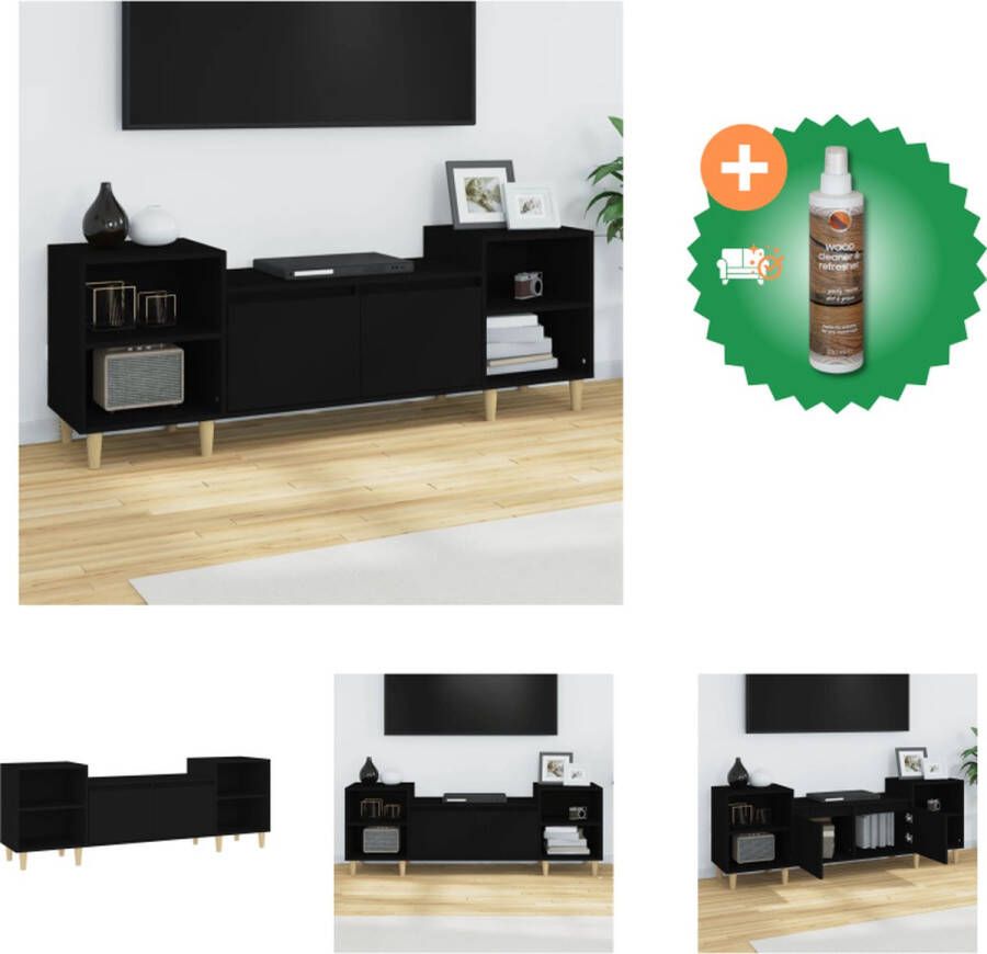 VidaXL TV-kast Zwarte bewerkt houten media-meubel 160 x 35 x 55 cm Kast Inclusief Houtreiniger en verfrisser