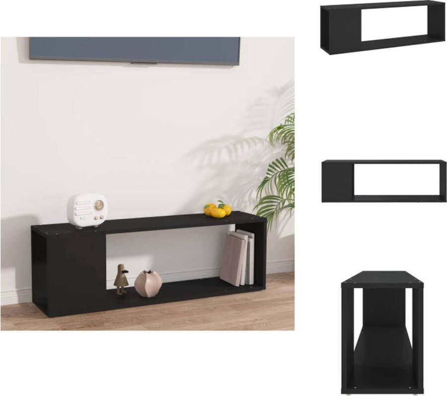 VidaXL Tv-meubel Tv-meubels Tv Meubel Tv Meubels Tv-meubel 100x24x32 cm bewerkt hout zwart - Foto 2