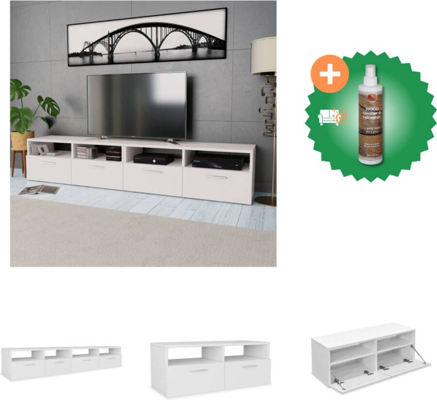 VidaXL Tv-kasten Spaanplaat 95 x 35 x 36 cm Matwit Set van 2 Kast Inclusief Houtreiniger en verfrisser