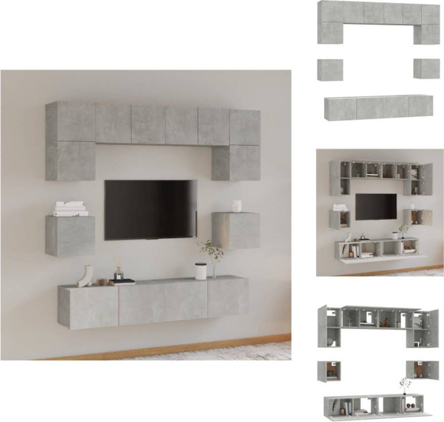 VidaXL TV-meubelset Betongrijs bewerkt hout 60x30x30 cm 80x30x30 cm 100x30x30 cm 30.5x30x30 cm Kast - Foto 3