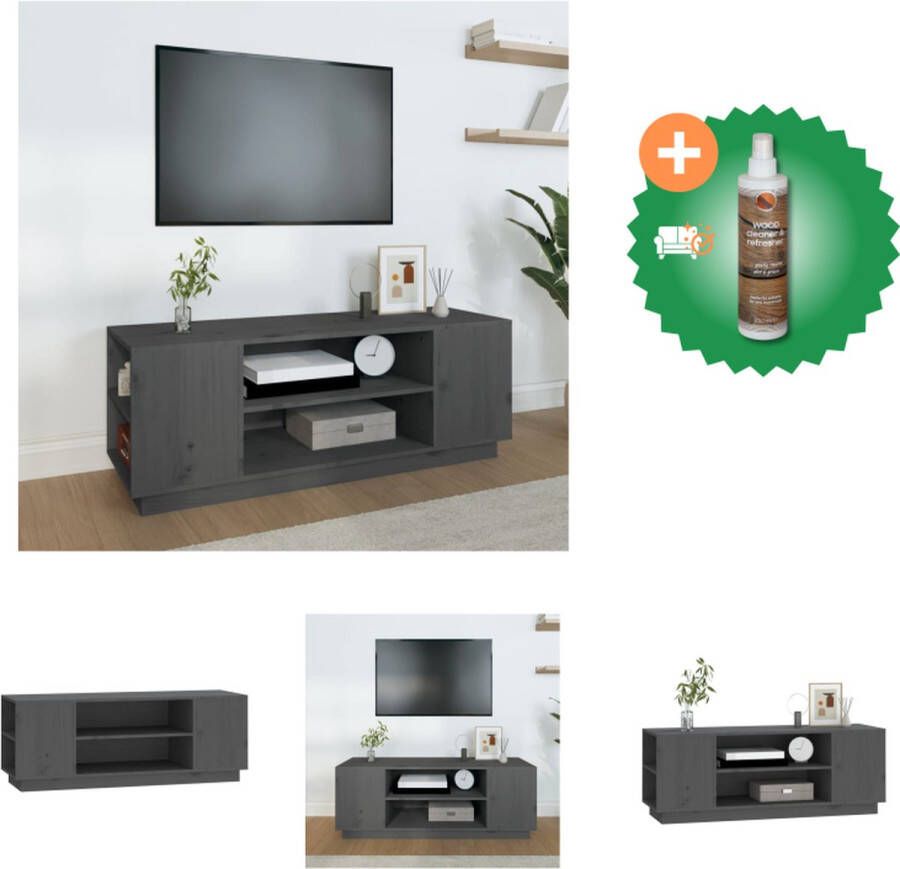 VidaXL TV-kastenset Grijs massief grenenhout 110 x 35 x 40.5 cm Ruime opbergruimte Kast Inclusief Houtreiniger en verfrisser - Foto 2