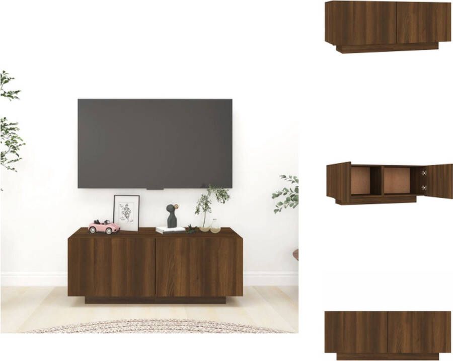 VidaXL Tv-kast Tv-kasten Tv-meubel Met LED-verlichting Tv-meubel 100x35x40 cm bewerkt hout bruineikenkleurig - Foto 4