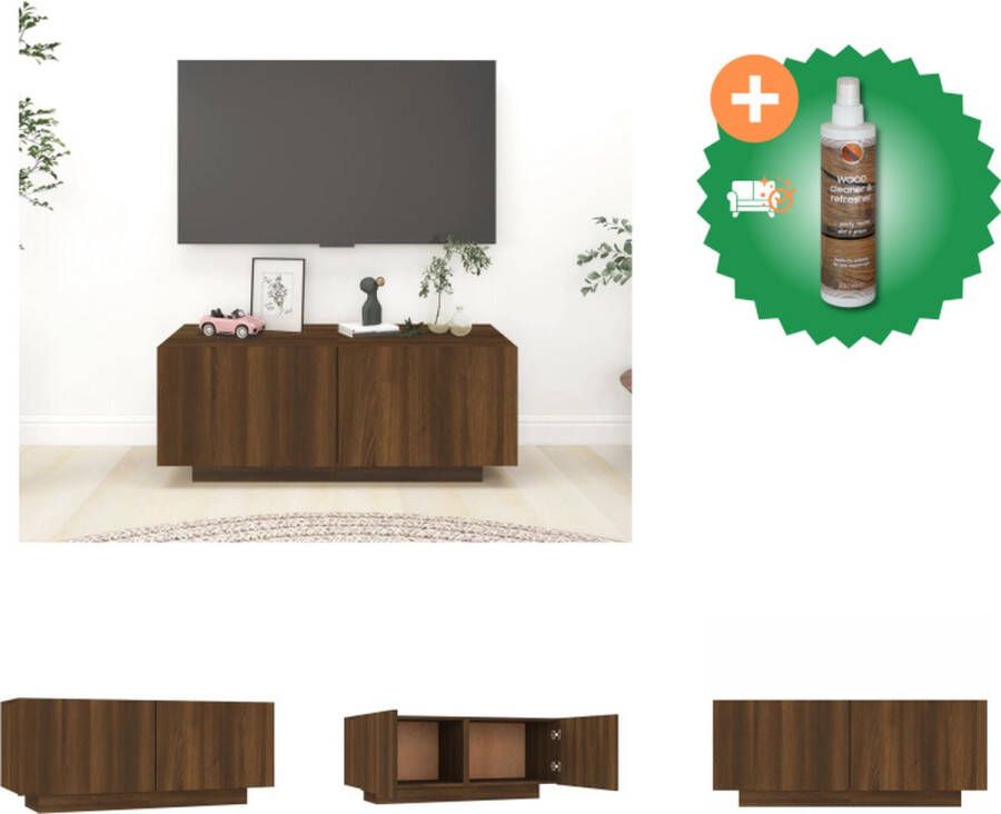 VidaXL TV-meubel Bruineiken 100x35x40 cm Stevig Praktische deur Voldoende opbergruimte Kast Inclusief Houtreiniger en verfrisser - Foto 5