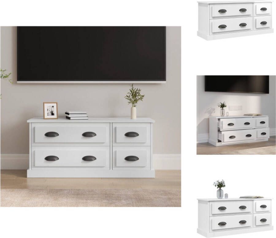 VidaXL Tv-kast Tv-kasten Tv-meubel Hifi-meubel Tv-meubel 100x35-5x45 cm bewerkt hout hoogglans wit - Foto 2