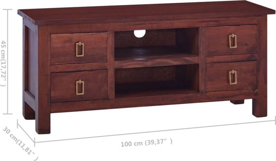 VidaXL -Tv-meubel-100x30x45-cm-massief-mahoniehout-klassiek-bruin