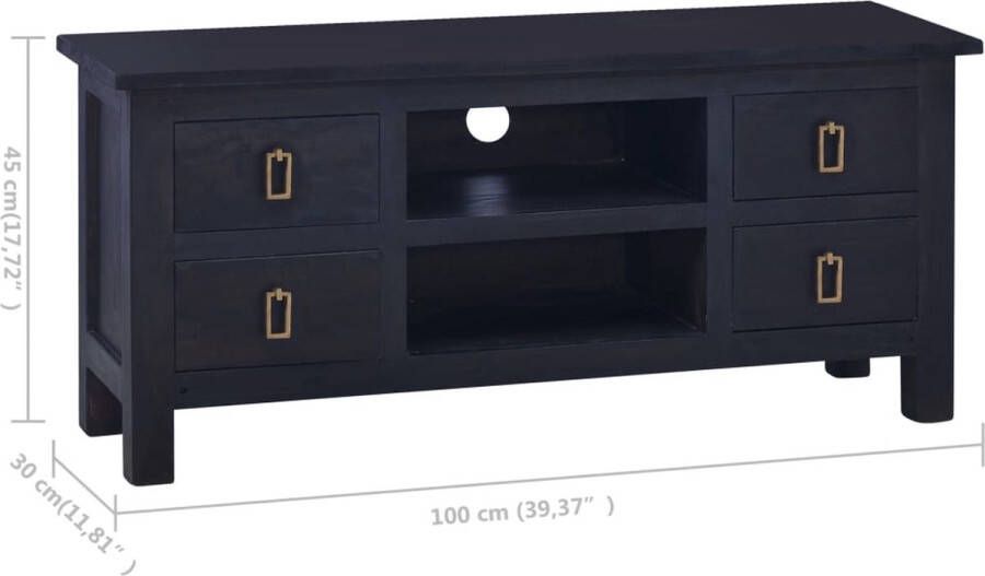 VidaXL -Tv-meubel-100x30x45-cm-massief-mahoniehout-lichtkoffiekleurig - Foto 1