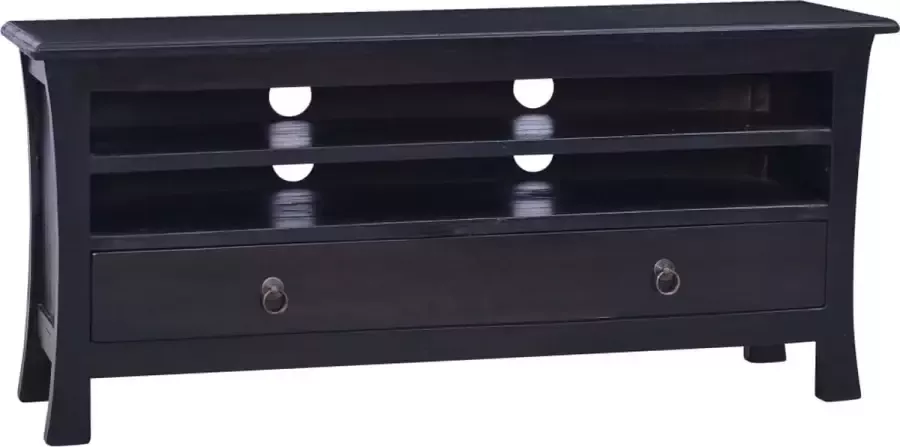 VidaXL Stijlvol Massief Mahoniehouten TV-Meubel Lichtzwarte Koffiekleur Ruime Lade en Planken Unieke Houtnerven 100 x 30 x 45 cm