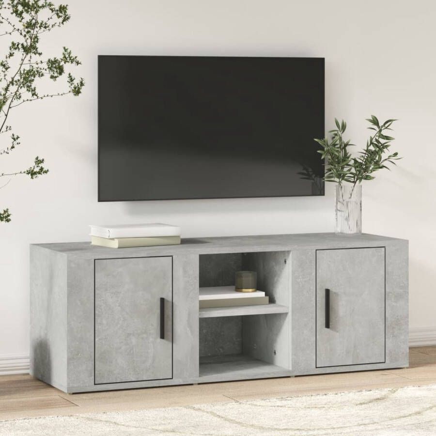 VidaXL -Tv-meubel-100x31 5x35-cm-bewerkt-hout-betongrijs - Foto 2