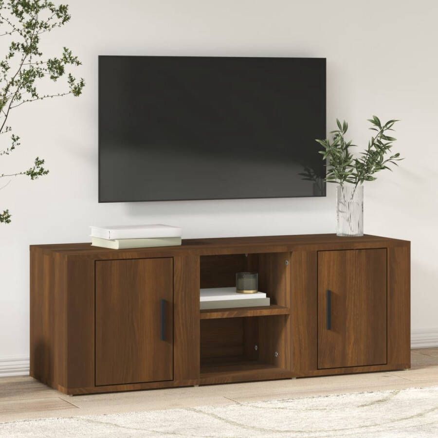 VidaXL -Tv-meubel-100x31 5x35-cm-bewerkt-hout-bruineikenkleurig - Foto 2