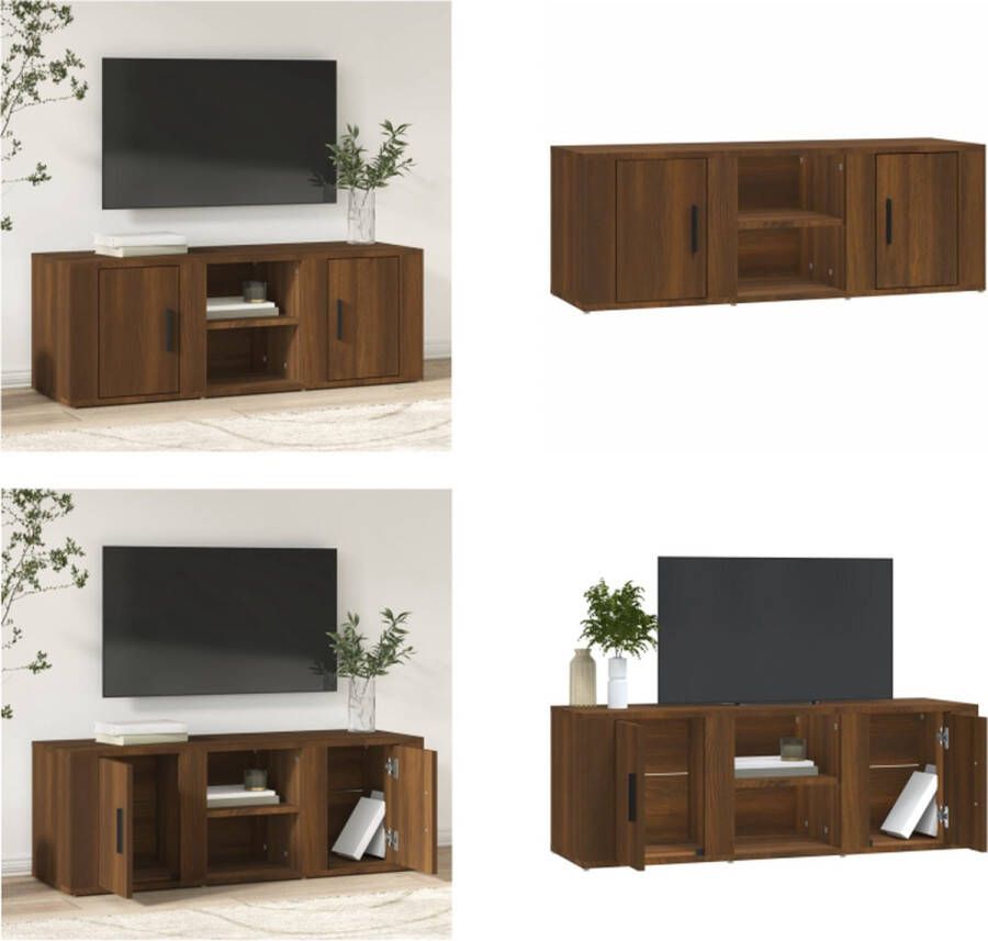 VidaXL Tv-meubel 100x31-5x35 cm bewerkt hout bruineikenkleurig Tv-kast Tv-kasten Tv-meubel Hifi-meubel