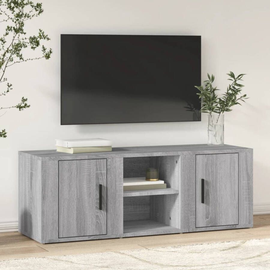 VidaXL -Tv-meubel-100x31 5x35-cm-bewerkt-hout-grijs-sonoma-eikenkleurig - Foto 2