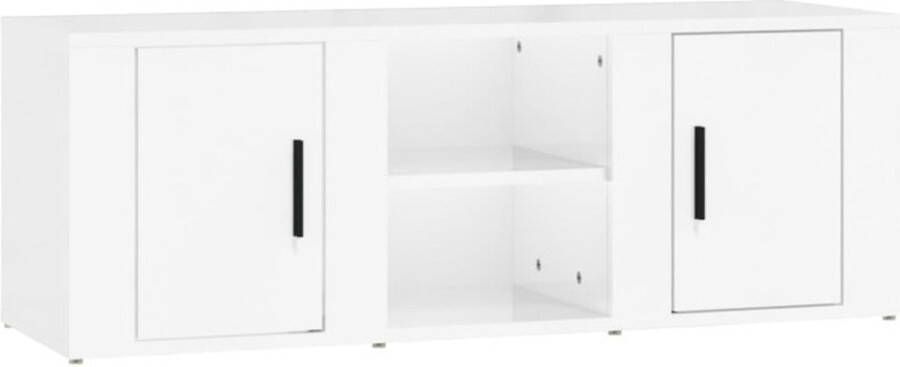VidaXL -Tv-meubel-100x31 5x35-cm-bewerkt-hout-hoogglans-wit - Foto 4