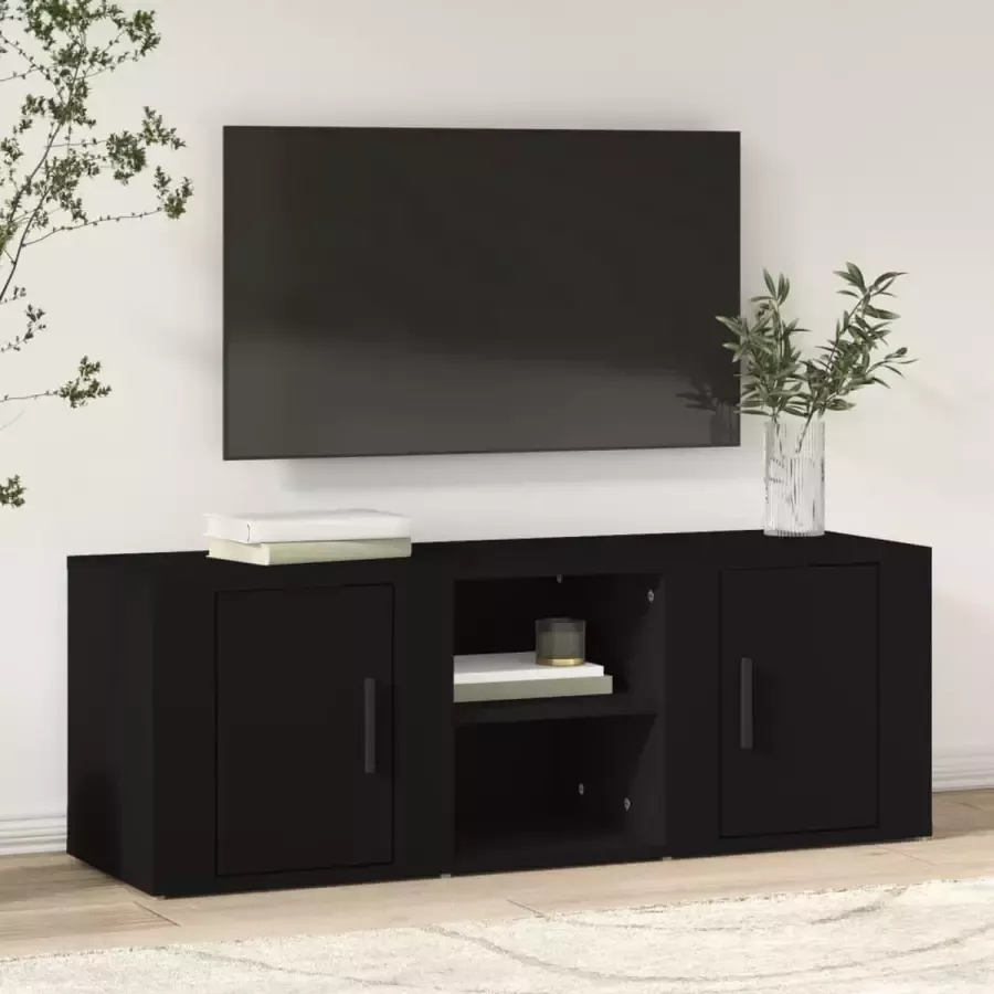 VidaXL -Tv-meubel-100x31 5x35-cm-bewerkt-hout-zwart - Foto 2