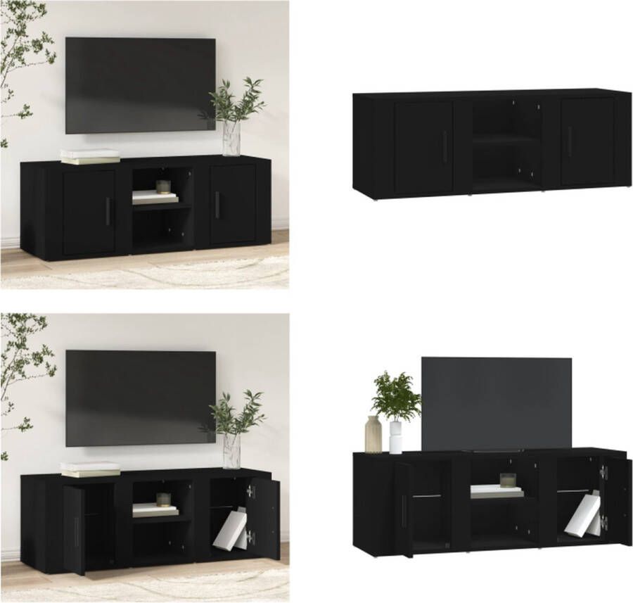 vidaXL Tv-meubel 100x31-5x35 cm bewerkt hout zwart Tv-kast Tv-kasten Tv-meubel Hifi-meubel