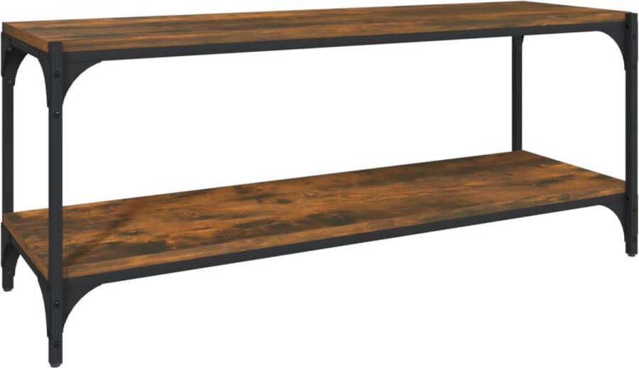 VidaXL -Tv-meubel-100x33x41-cm-bewerkt-hout-en-staal-gerookt-eikenkleur