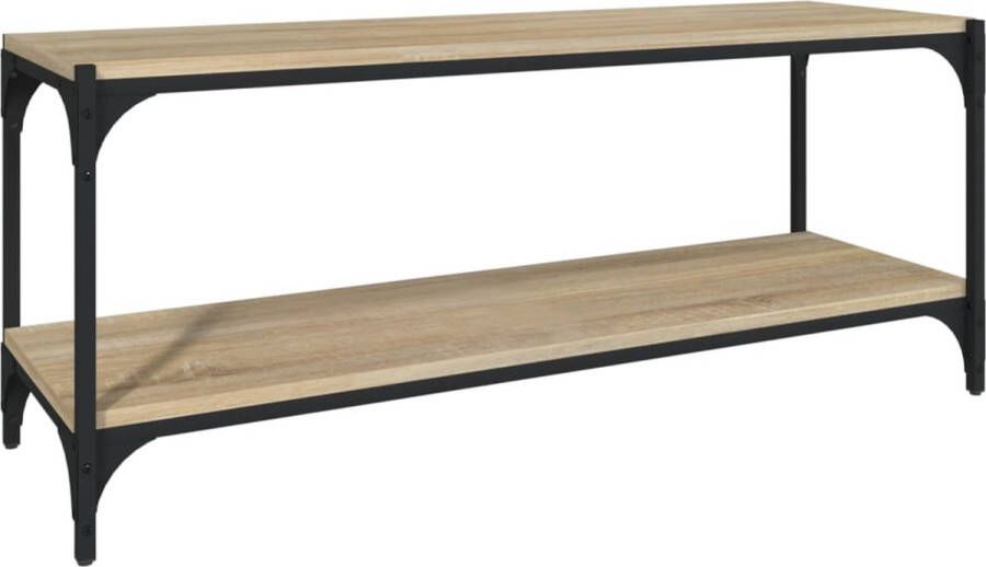 VidaXL -Tv-meubel-100x33x41-cm-bewerkt-hout-en-staal-sonoma-eikenkleur - Foto 4