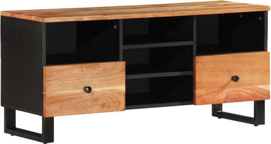 VidaXL -Tv-meubel-100x33x46-cm-massief-acaciahout-en-bewerkt-hout - Foto 1