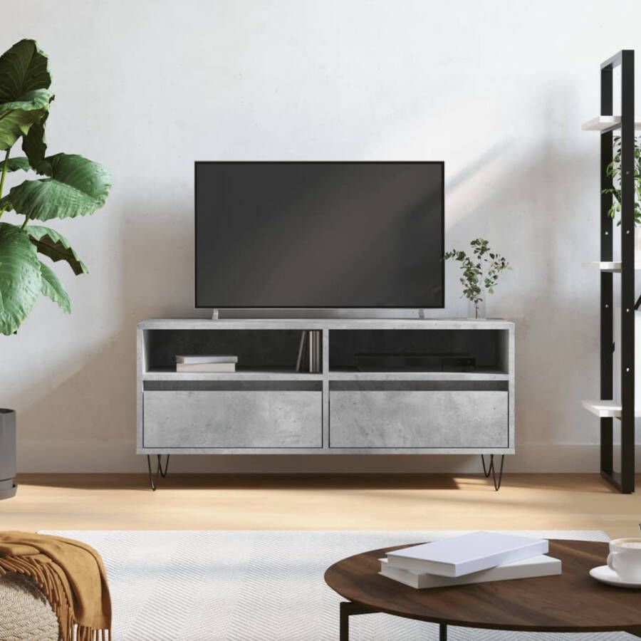 VidaXL -Tv-meubel-100x34 5x44 5-cm-bewerkt-hout-betongrijs - Foto 2