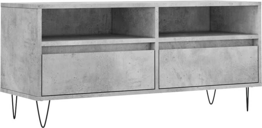 VidaXL -Tv-meubel-100x34 5x44 5-cm-bewerkt-hout-betongrijs - Foto 1