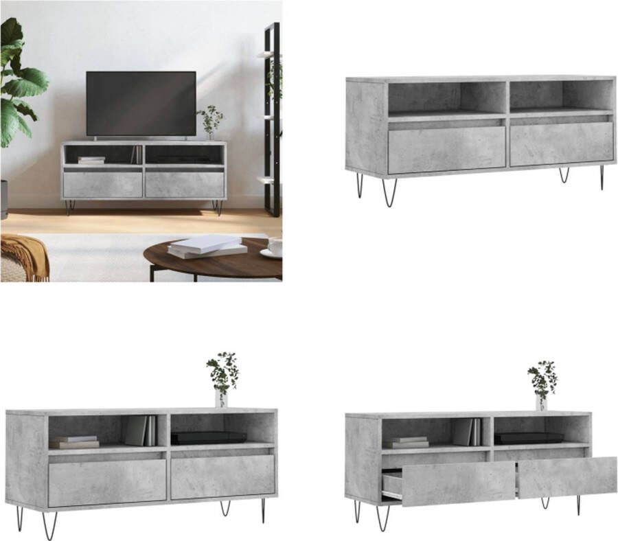 VidaXL -Tv-meubel-100x34 5x44 5-cm-bewerkt-hout-betongrijs