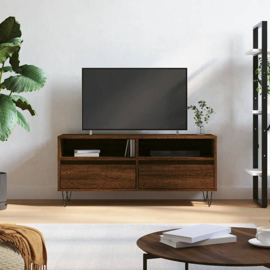 VidaXL -Tv-meubel-100x34 5x44 5-cm-bewerkt-hout-bruineikenkleurig - Foto 2