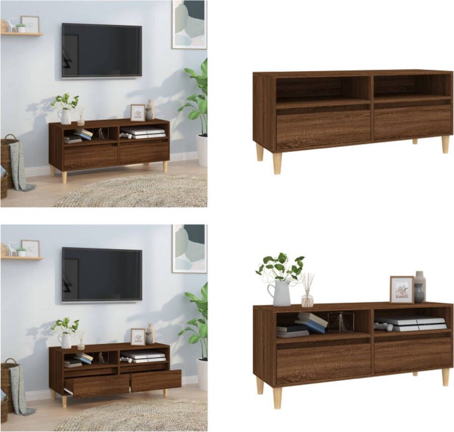 VidaXL Tv-meubel 100x34-5x44-5 cm bewerkt hout bruineikenkleurig Tv Meubel Tv Meubels Tv Wandmeubel Tv Tafel