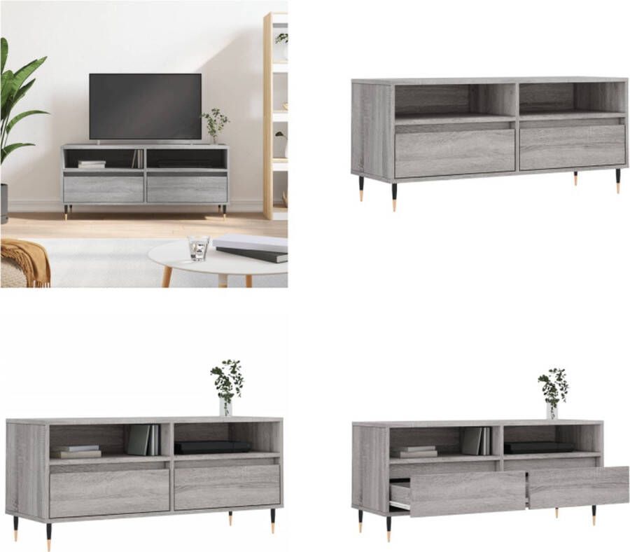 VidaXL -Tv-meubel-100x34 5x44 5-cm-bewerkt-hout-grijs-sonoma-eikenkleur